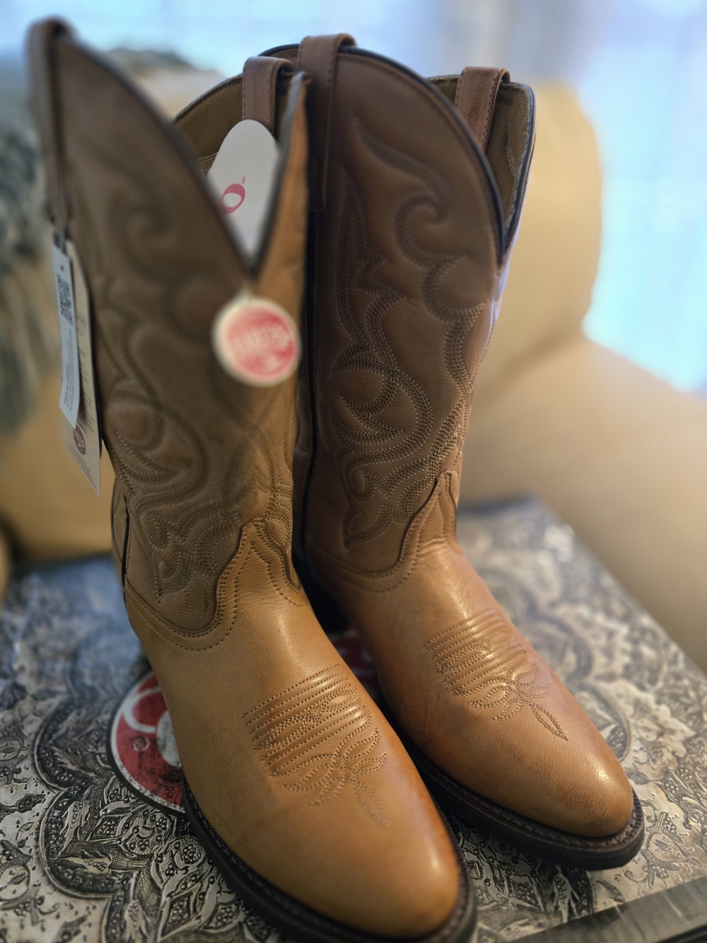 Laredo Maddie Tan Leather Western Cowboy Boots 51111 NWT NIB [10M]